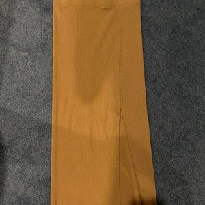 NSF Ribbed Knit Midi Skirt (beige)